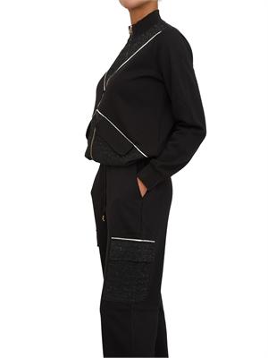 Felpa full zip Liu Jo donna in misto cotone nero con inserti lurex in DONNA