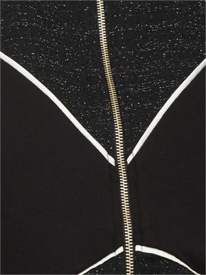 Felpa full zip Liu Jo donna in misto cotone nero con inserti lurex in DONNA