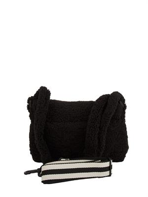 Borsa a tracolla Liu Jo donna in teddy nero con patch logo in DONNA