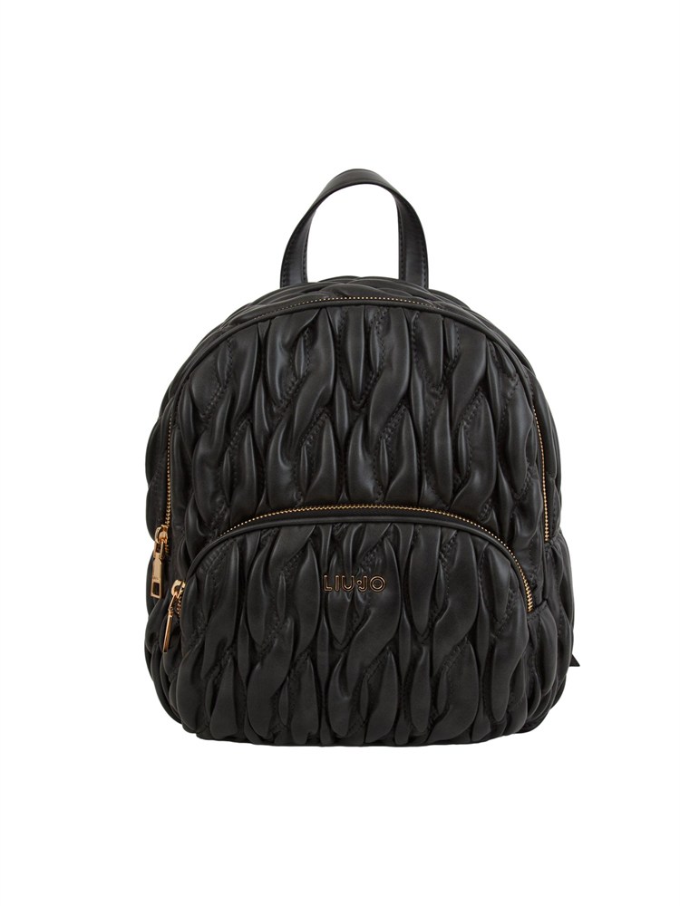 Zaino Liu Jo donna in ecopelle nera intrecciata e goffrata