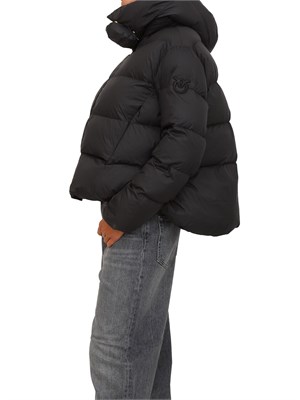 Piumino Pinko in tela tecnica nera con cappuccio in DONNA