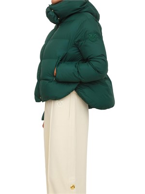 Piumino Pinko in tela tecnica verde con cappuccio in DONNA