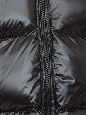 Piumino Pinko in crystal nylon lucido nero con cappuccio in DONNA