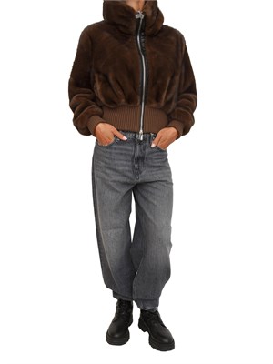 Bomber Pinko in tessuto effetto pelliccia marrone in DONNA