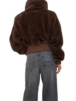 Bomber Pinko in tessuto effetto pelliccia marrone in DONNA
