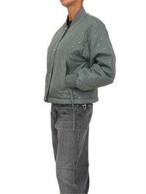 Bomber Pinko in tessuto verde con strass e borchie in DONNA
