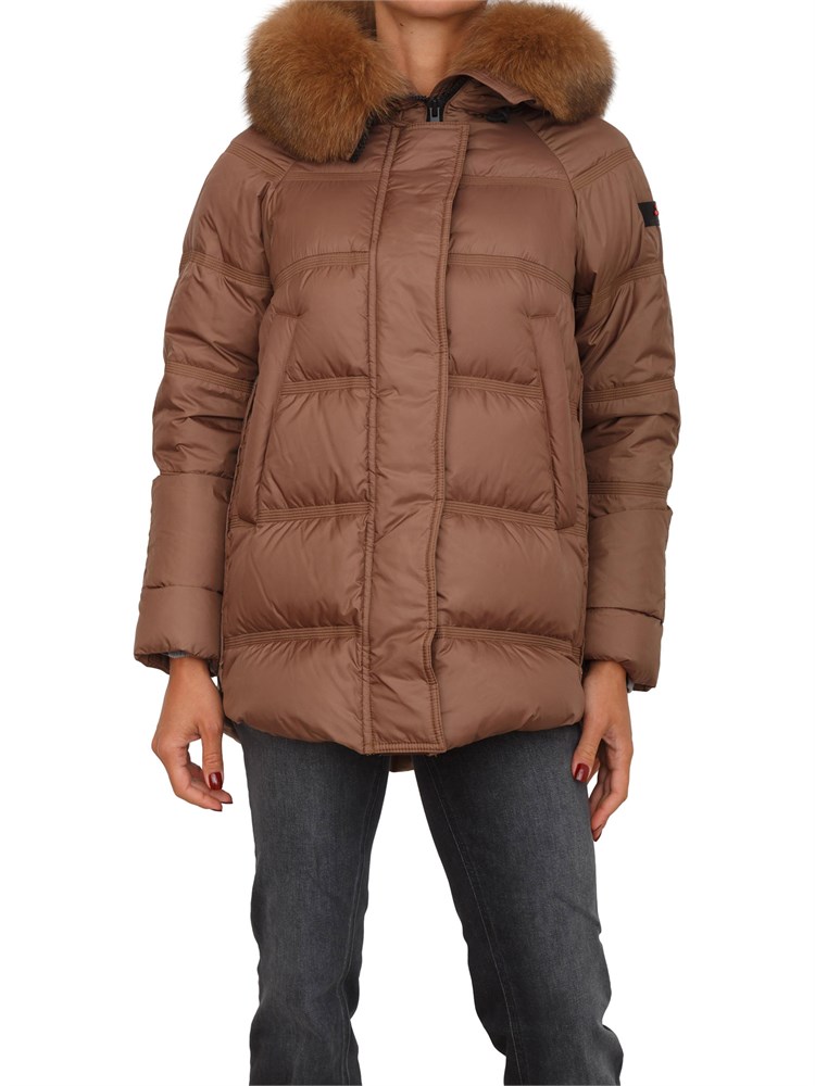 Piumino Peuterey donna in tessuto idrorepellente marrone con zip laterali