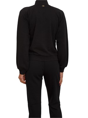 Felpa full zip Liu Jo donna in misto cotone nero con strass in DONNA