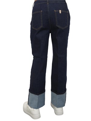 Jeans cropped Liu Jo donna in denim blu con risvolto in DONNA