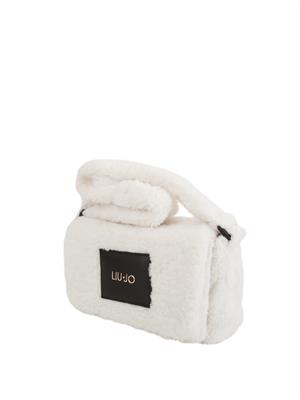 Borsa a tracolla Liu Jo donna in teddy bianco con patch logo in DONNA
