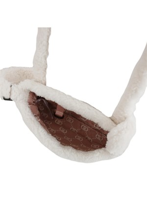 Borsa a tracolla Liu Jo donna in teddy bianco con patch logo in DONNA