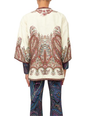 Poncho Etro donna in bouclÉ avorio motivo Paisley floreale in DONNA
