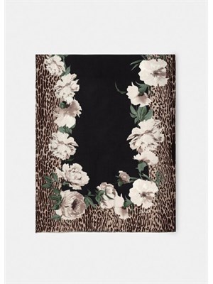 Stola Liu Jo in viscosa con stampa animalier floreale nera in DONNA