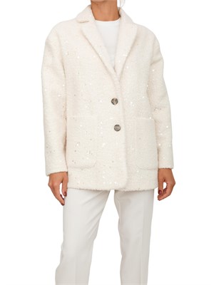Cappotto Ranch Emme Marella in bouclÉ bianco con paillettes in DONNA