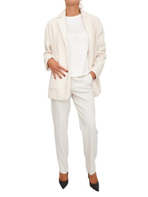 Cappotto Ranch Emme Marella in bouclÉ bianco con paillettes in DONNA