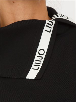 Maglia lunga Liu Jo donna in misto viscosa nera con righe bianche in DONNA