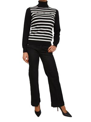 Maglia collo alto Liu Jo donna in misto viscosa a righe bianco nere in DONNA