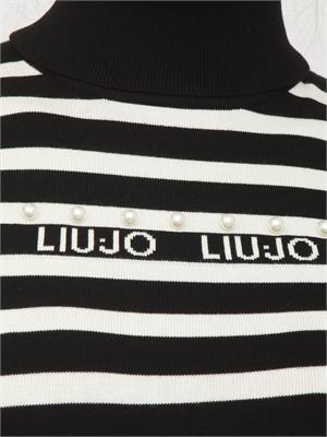 Maglia collo alto Liu Jo donna in misto viscosa a righe bianco nere in DONNA