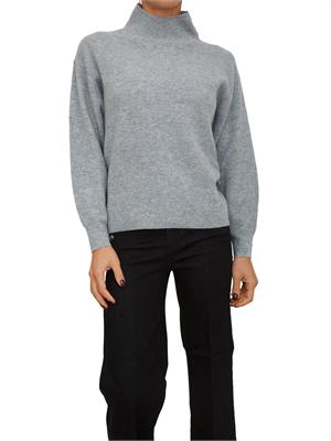 Maglia grigia Liu Jo donna in lana e cashmere con collo alto e perle in DONNA
