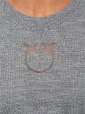 Maglia Pinko in lana merino grigia con logo a intarsio dÉvorÉ in DONNA