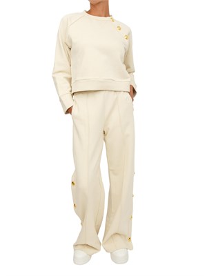 Pantaloni tuta Pinko in cotone avorio con bottoni dorati in DONNA