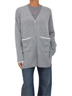 Cardigan lungo Pinko in lana e cashmere grigio in DONNA