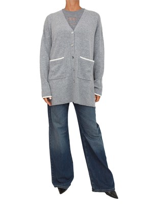 Cardigan lungo Pinko in lana e cashmere grigio in DONNA