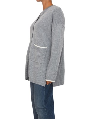 Cardigan lungo Pinko in lana e cashmere grigio in DONNA
