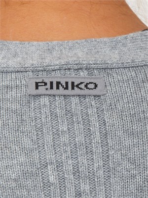 Cardigan lungo Pinko in lana e cashmere grigio in DONNA