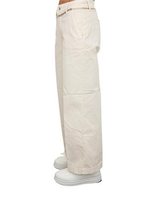 Pantaloni Liu Jo donna in cotone avorio con cintura dorata in DONNA