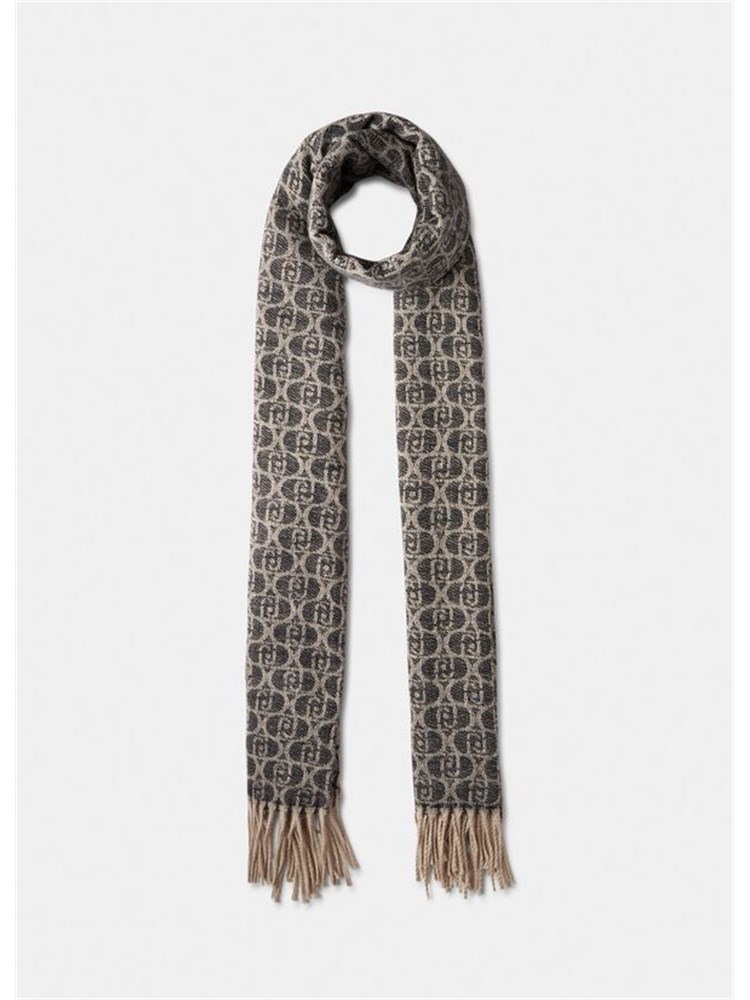 Scialle Liu Jo tessuto jacquard nero con logo