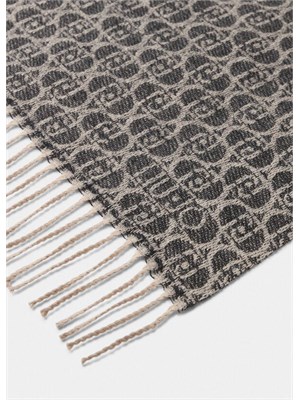 Scialle Liu Jo tessuto jacquard nero con logo in DONNA