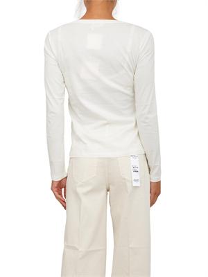 T-shirt Liu Jo donna in cotone avorio con logo perle e strass in DONNA