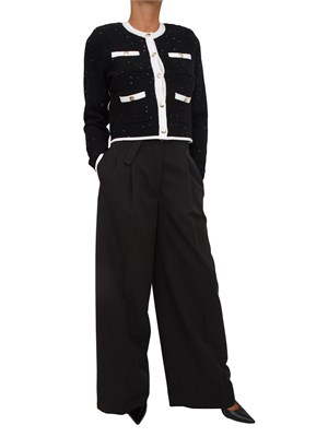 Giacca maglia punto waffle Liu Jo in misto viscosa nera con strass in DONNA