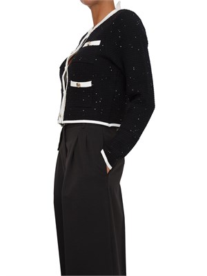 Giacca maglia punto waffle Liu Jo in misto viscosa nera con strass in DONNA