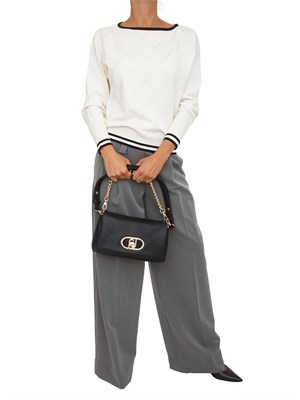 Maglia Liu Jo in misto viscosa bianca con strass e logo all over in DONNA