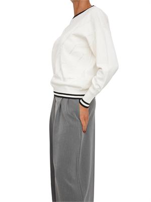 Maglia Liu Jo in misto viscosa bianca con strass e logo all over in DONNA