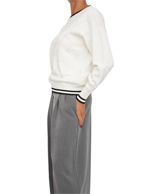 Maglia Liu Jo in misto viscosa bianca con strass e logo all over in DONNA