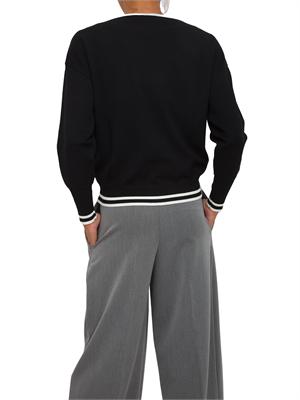 Maglia Liu Jo in misto viscosa nera con strass e logo all over in DONNA