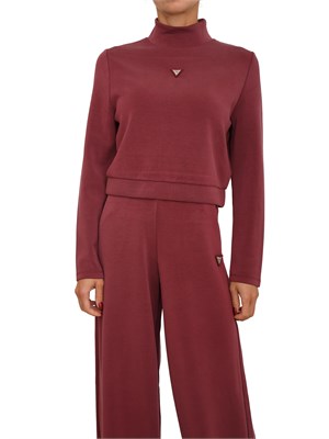 Felpa Guess Jeans donna in scuba bordeaux in DONNA