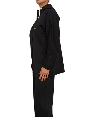 Felpa Guess Jeans donna in cotone logo jacquard nero in DONNA