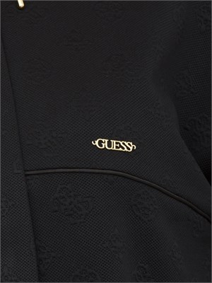 Felpa Guess Jeans donna in cotone logo jacquard nero in DONNA
