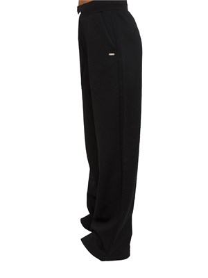 Pantalone jogging Guess Jeans donna in cotone nero logo jacquard in DONNA