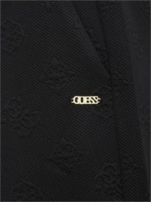 Pantalone jogging Guess Jeans donna in cotone nero logo jacquard in DONNA