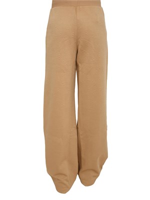 Pantalone jogging Guess Jeans donna in cotone beige logo jacquard in DONNA