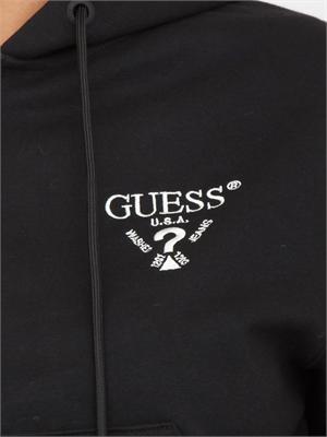 Felpa Guess Jeans donna in cotone nero con cappuccio in DONNA