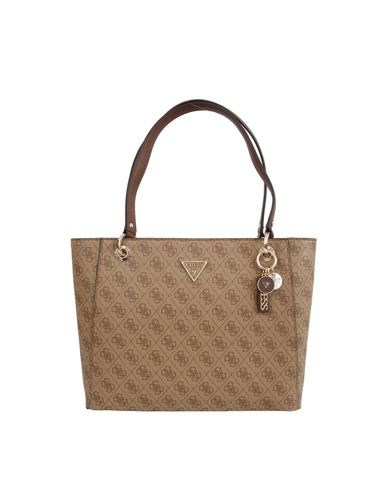 Borsa Noelle Guess Jeans in ecopelle beige con logo all over