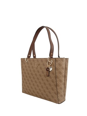 Borsa Noelle Guess Jeans in ecopelle beige con logo all over in DONNA