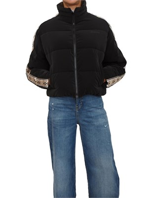 Giubbino Guess Jeans donna in tessuto nero con bande logo in DONNA