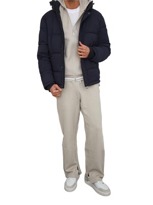 Pantalone tuta Guess Jeans uomo in cotone tortora con bande logo in UOMO